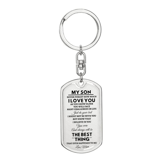 TO MY SON FROM MOM | DOG TAG KEYCHAIN