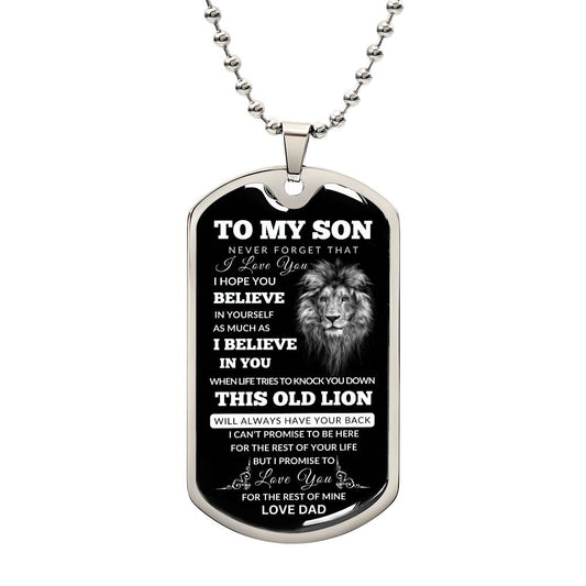 TO MY SON | THIS OLD LION DOG TAG NECKLACE