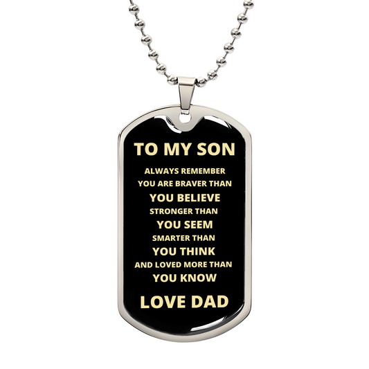 TO MY SON FROM DAD | ALWAYS REMEMBER DOG TAG NECKLACE