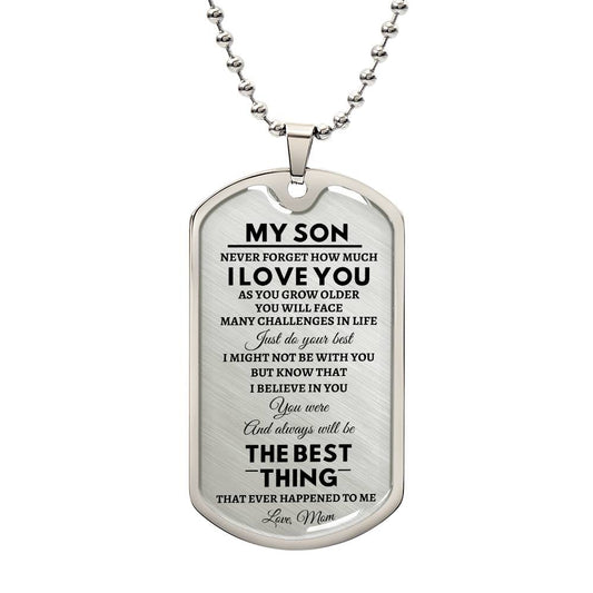 TO MY SON DOG TAG NECKLACE FROM MOM