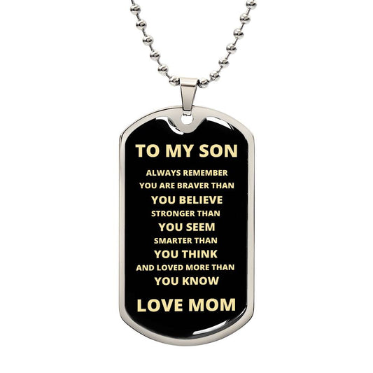 TO MY SON DOG TAG  NECKLACE