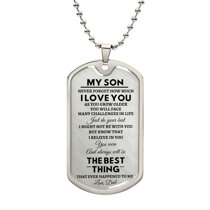 TO MY SON DOG TAG NECKLACE FROM DAD