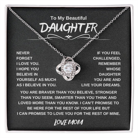 Live Your Dreams Love Knot Necklace for Daughter