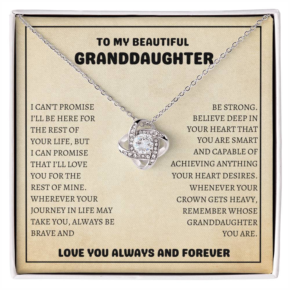 To My Beautiful Granddaughter - Always Be Brave And Be Strong - Love Knot Necklace