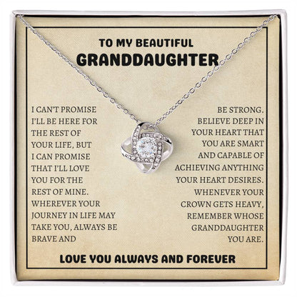 To My Beautiful Granddaughter - Always Be Brave And Be Strong - Love Knot Necklace