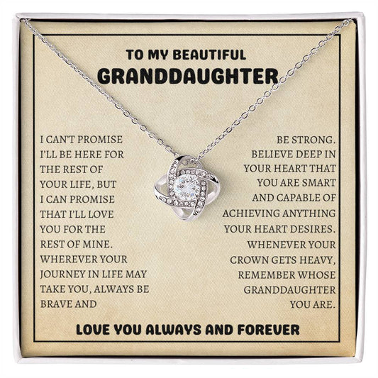 To My Beautiful Granddaughter - Always Be Brave And Be Strong - Love Knot Necklace