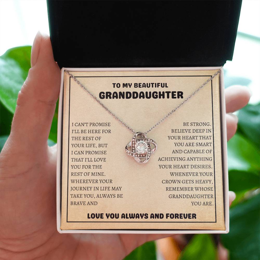 To My Beautiful Granddaughter - Always Be Brave And Be Strong - Love Knot Necklace