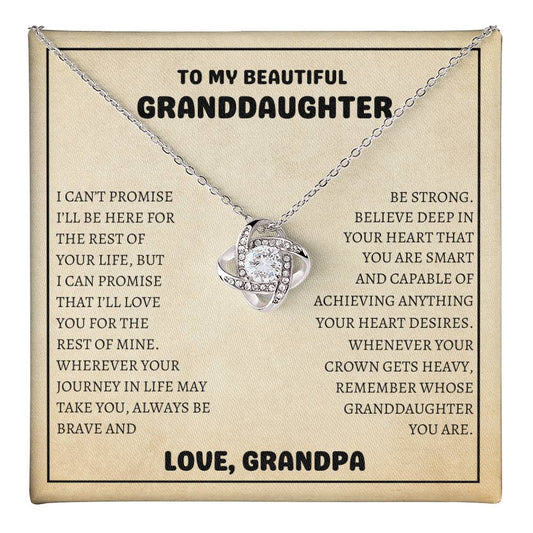 To My Beautiful Granddaughter | Always Be Brave And Be Strong | Love Knot Necklace/GP