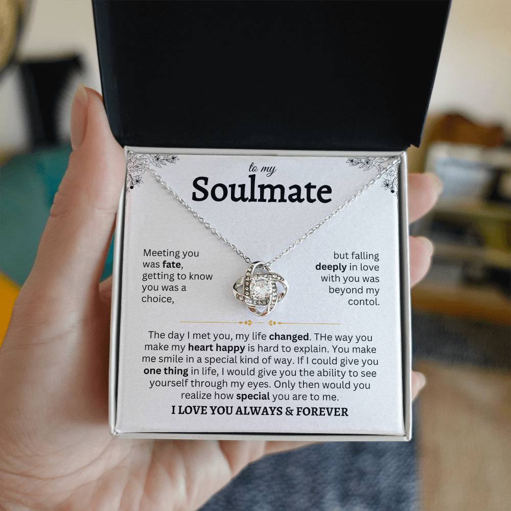 To My Soulmate | Meeting You Was Fate | Love Knot Necklace