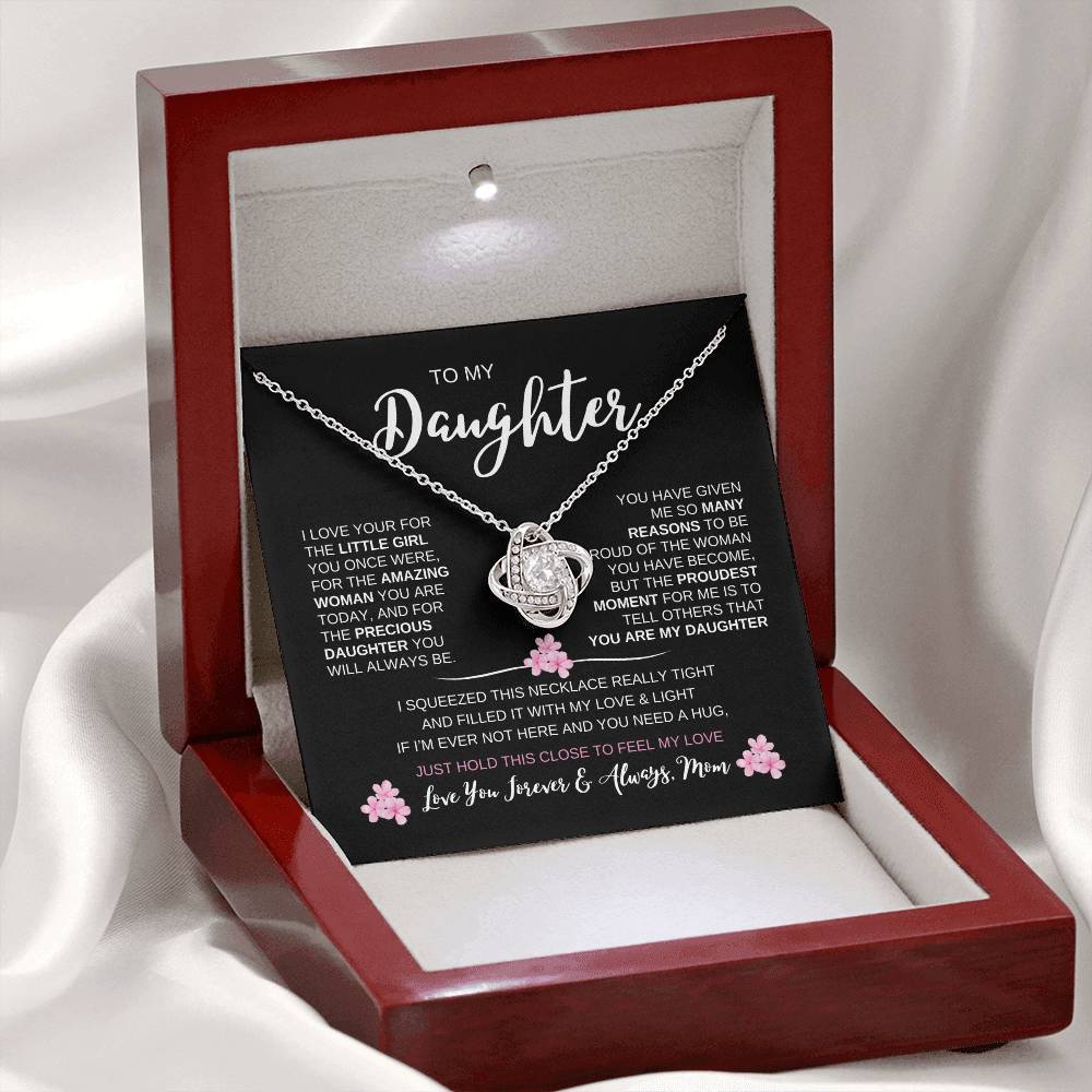 To My Daughter Love, Mom | Loveknot Necklace