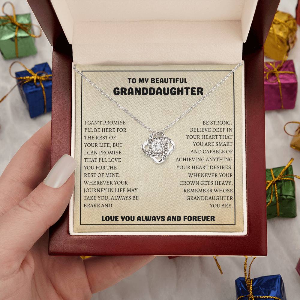To My Beautiful Granddaughter - Always Be Brave And Be Strong - Love Knot Necklace