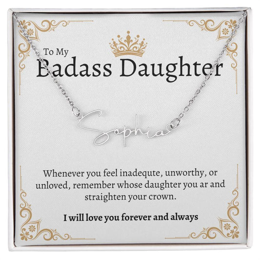 Badass Daughter Name Necklace - Gold