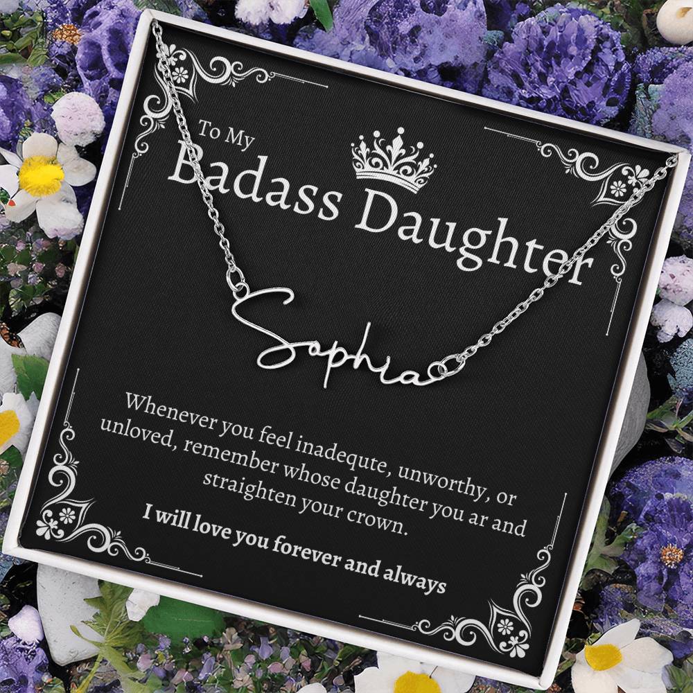 Badass Daughter Name Necklace - B