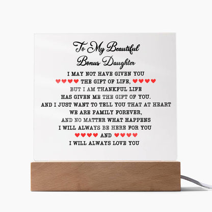 To My Beautiful Bonus Daughter | Square Acrylic