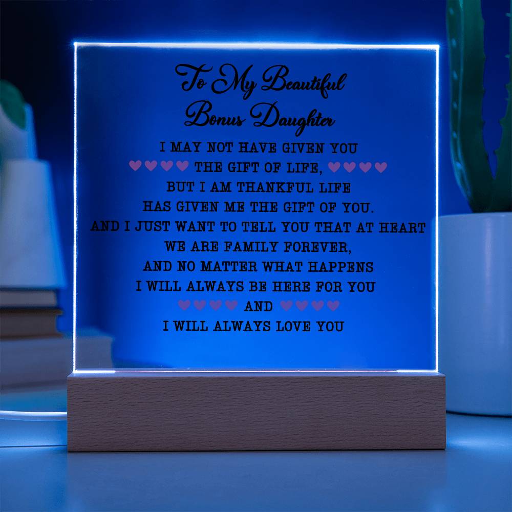 To My Beautiful Bonus Daughter | Square Acrylic