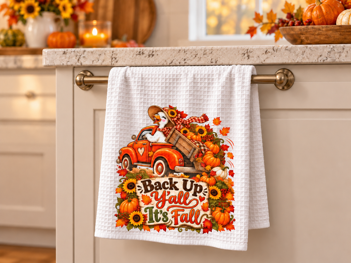 Back Up Y’all It’s Fall Waffle Weave Kitchen Hand Towel