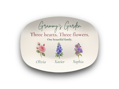 Personalized Grammy's Garden Birth Flower Platter – Custom Grandchildren Gift