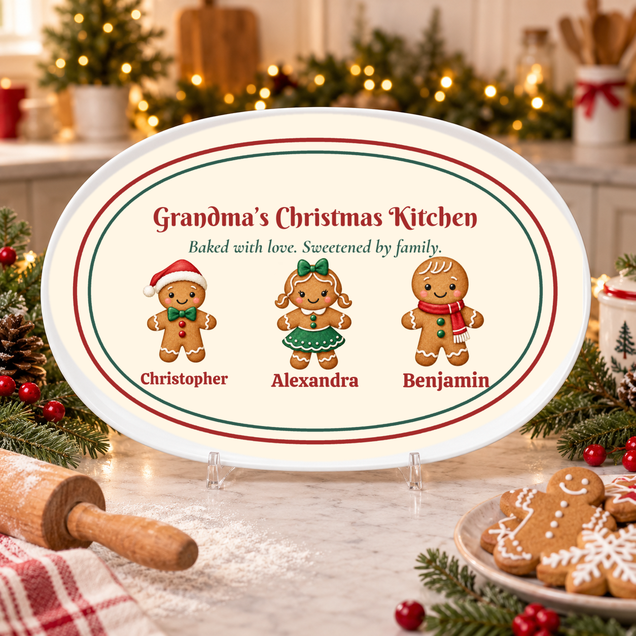Personalized Grandma Christmas Gingerbread Platter