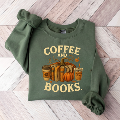 Coffee and Books Cozy Reader T-Shirt/Sweatshirt/Hooded Sweatshirt • Book Club Gift for Women • Autumn Coffee Lover Graphic Tee