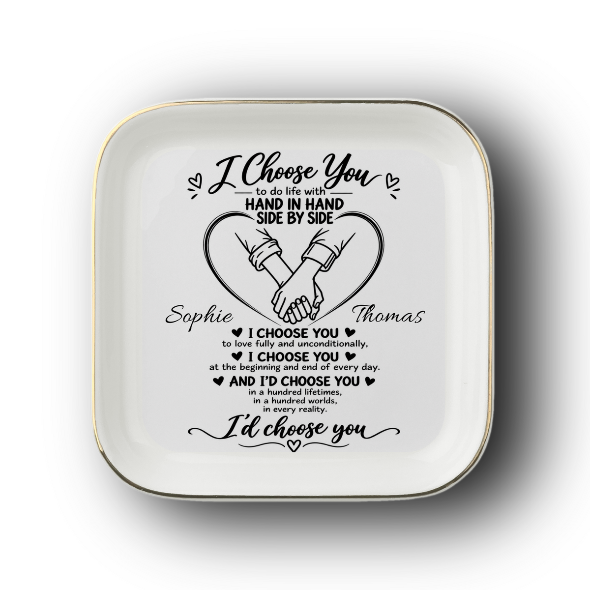 Personalized I Choose You | Heart Hands Jewelry Dish