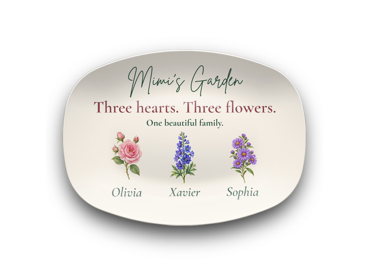 Personalized Mimi's Garden Birth Flower Platter – Custom Grandchildren Gift