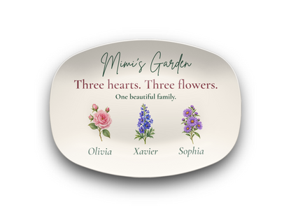 Personalized Mimi's Garden Birth Flower Platter – Custom Grandchildren Gift