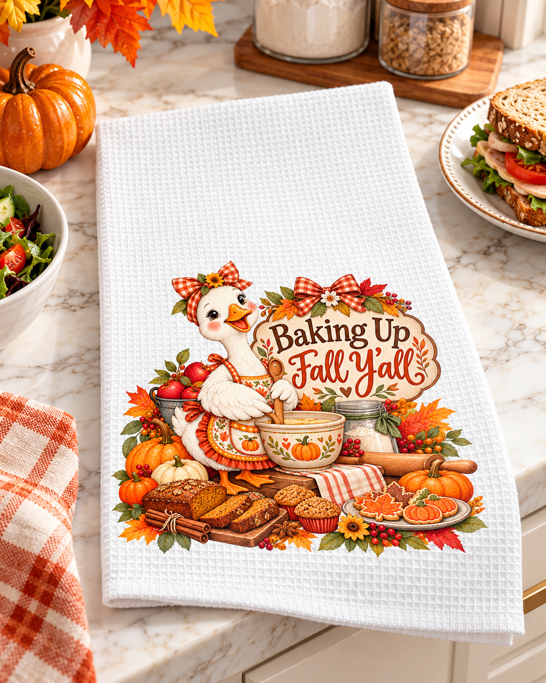 Baking Up Fall Y’all Waffle Weave Kitchen Hand Towel
