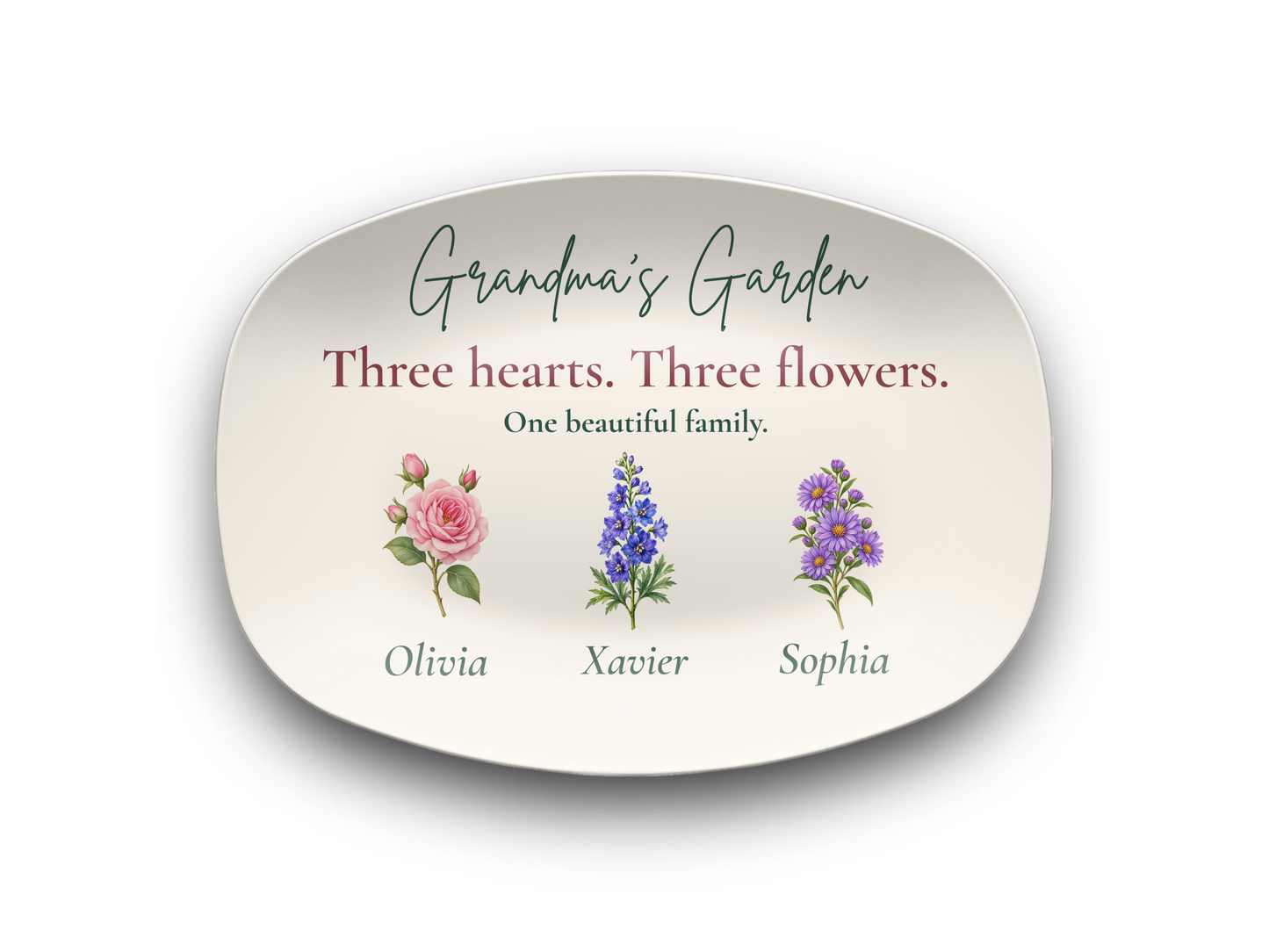 Personalized Grandma's Garden Birth Flower Platter – Custom Grandchildren Gift