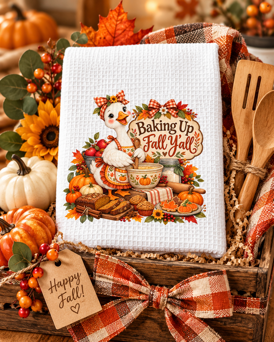 Baking Up Fall Y’all Waffle Weave Kitchen Hand Towel