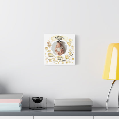 First Mother’s Day Keepsake Canvas – Personalized Baby Birth Stats Gift for New Mom