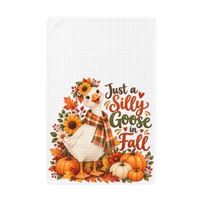 Just a Silly Goose in Fall Waffle Weave Kitchen Hand Towel