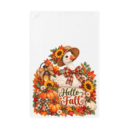 Hello Fall Goose Waffle Weave Kitchen Hand Towel