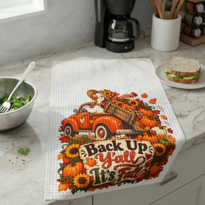 Back Up Y’all It’s Fall Waffle Weave Kitchen Hand Towel
