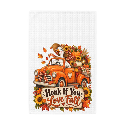 Honk If You Love Fall Waffle Weave Kitchen Hand Towel