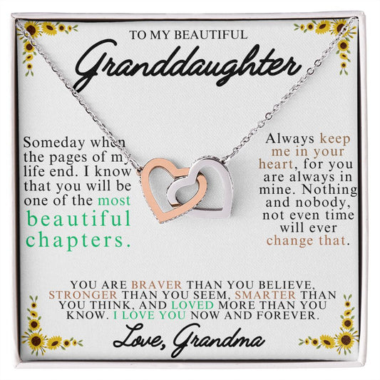 To My Beautiful Granddaughter Always Together | Interlocking Hearts