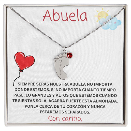 To My Abuela 🌤️ |Custom Baby Feet Necklace with Birthstone